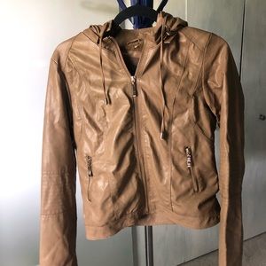 Ci Sono Light Brown Vegan Leather Moto Jacket Size M
